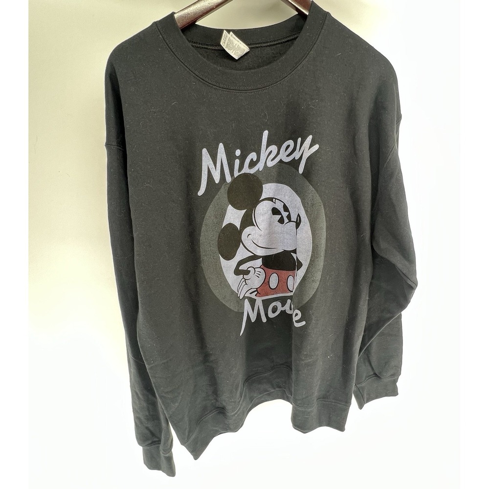 Mickey Mouse Graphic Pullover Sweatshirt Size L Black